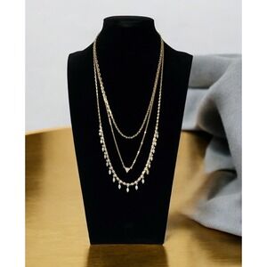 Women's Nordstrom Layered Cubic Zirconia & Chain Collar Necklace new